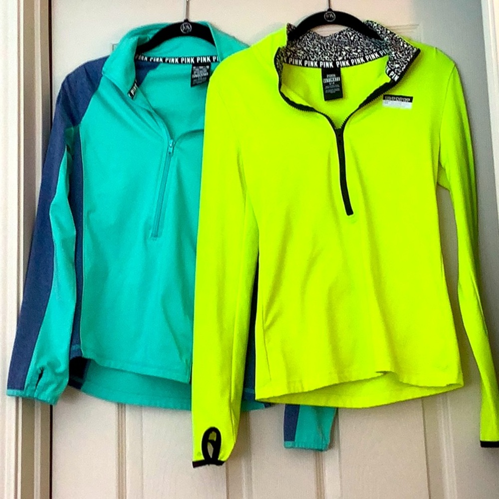 Pink half zip pullover workout tops S